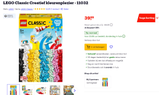 Lego Classic "Creatief kleurenplezier" (11032) voor €39,99 bij Bol