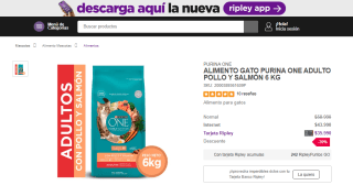 Alimento Purina One para gato adulto de pollo y salmón 6 Kg por $35.990