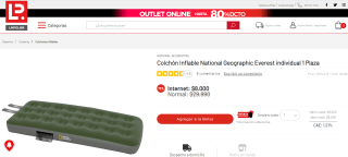 Colchón Inflable National Geographic Everest individual por $8.000