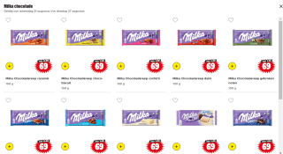 Alle smaken Milka chocoladereep voor €0,69 p.s. bij Dirk