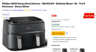 Philips - Dual Basket Airfryer 9 L voor €129 bij Bol