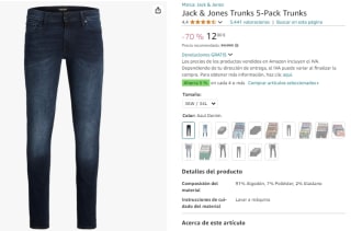 Pantalones Vaqueros Jack & Jones Trunks 5-Pack por 12€