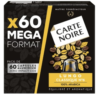 Lot de 240 capsules de Café Carte Noire Compatibles Nespresso lungo n°6 à 99€