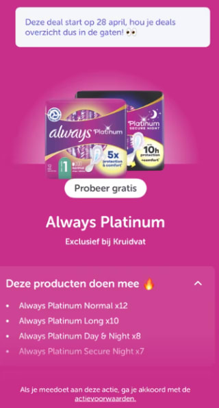 Probeer Always premium gratis na cashback via Tikkie