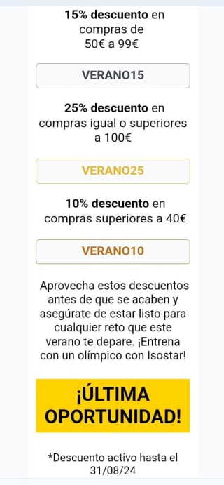 -25% de Descuento desde Isostar.