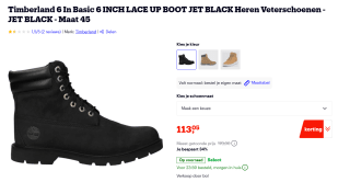 Timberland 6 Inch Lace Up Veterboots Zwart voor €113,50 bij Bol