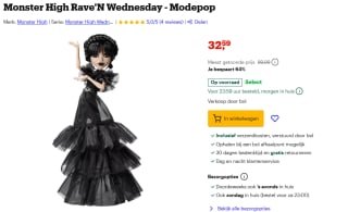 Monster High Wednesday Pop Rave'N Wednesday 27 cm voor €33,49 bij Bol
