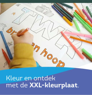 Vraag gratis XXL-kleurplaat aan bij TRW