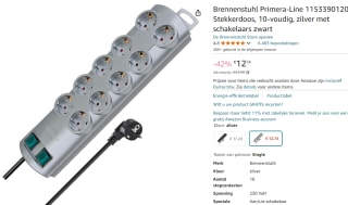 Brennenstuhl stekkerdoos primera-line 10-voudig zilver 2m voor €12,74 bij Amazon