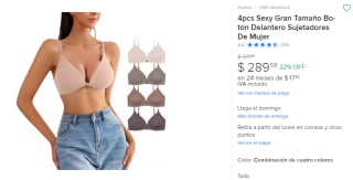 4pcs Sexy Gran Tamaño Botón Delantero Sujetadores por $290 en Mercado Libre