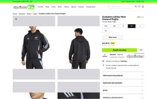 Adidas sudadera New Zealand Rugby hombre negro MKP por 42€