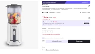 Batidora de Mesa con Vaso Graduado | Potencia 300W | 4 Cuchillas de Acero Inoxidable, Capacidad 500ml, Pies Antideslizantes y Junta Antigoteo por 13.71€ (Cuenta Nueva 8.2€)