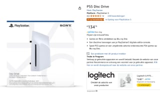 PlayStation 5 - Disc Drive voor €134,79 bij Amazon