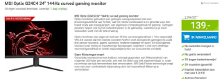 MSI Optix G24C4 23.6" Curved Gaming Monitor voor €139 bij Megekko