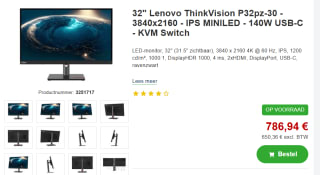 Lenovo ThinkVision P32pz-30 LED display 80 cm (31.5") voor €786,94 bij Proshop