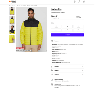Chaqueta COLUMBIA outdoor amarillo por solo 34€