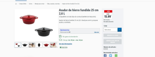 Asador de hierro fundido 25 cm 2,6 L por 15,99€