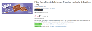 4 Paquetes de Galletas con chocolate Choco Biscuits Milka 150 g. por 6.79€