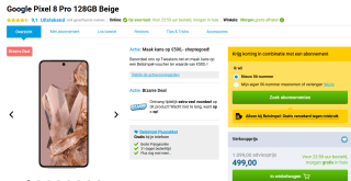 Google Pixel 8 Pro 128GB voor €499 bij Belsimpel