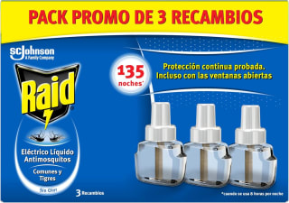 Recambios líquidos Raid eléctrico 3 unidades 135 noches por 7,08€