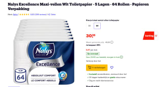 Nalys Excellence 5 Lagen Toiletpapier, Pak van 64 Rollen voor €30,35 bij Bol