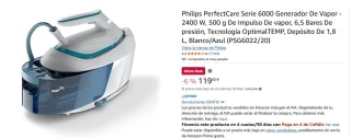 Philips PerfectCare Serie 6000 Generador De Vapor 2400 W, 500 g De Impulso De vapor por 119€