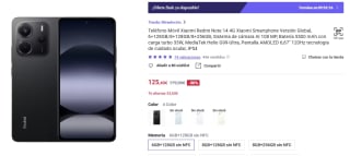 Xiaomi Redmi Note 14 4G de 6GB/128GB por 125,40€