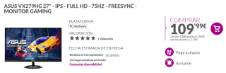 Monitor Asus VA27EHE 27" LED IPS FullHD 75Hz por 109.99€