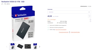 Verbatim Vi550 S3 1TB SSD voor €49,99 bij Azerty