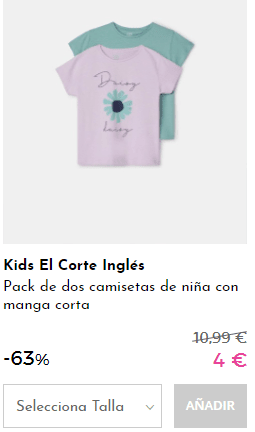 Recopilación de Pack 2 camisetas niña por 4€
