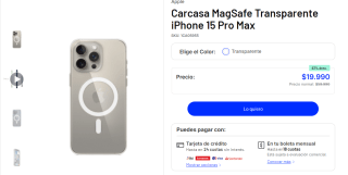 Carcasa MagSafe Transparente iPhone 15 Pro Max por $19.990
