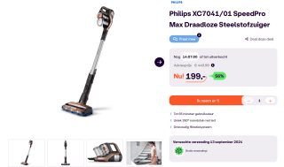 Philips XC7041/01 SpeedPro Max Draadloze Steelstofzuiger voor €199 bij iBOOD