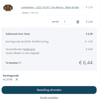 Tot 90% + 40% extra korting bij Liza4kids outlet