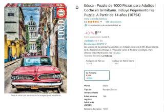Puzzle de 1000 Piezas marca Educa Coche en la Habana por 8,39€