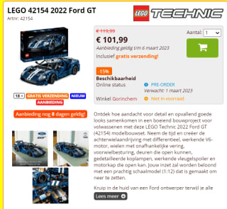 LEGO 42154 2022 Ford GT voor €101,99 bij Brickshop