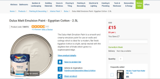 Dulux Emulsion Paint 2.5L available for £15