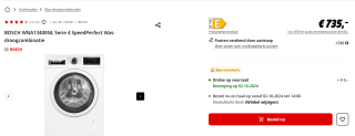 Bosch WNA13400NL Serie 4 was-droogcombinatie voor €735 bij de Mediamarkt