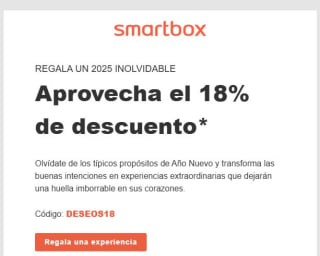 18% de descuento en muchos seleccionados desde Smartbox