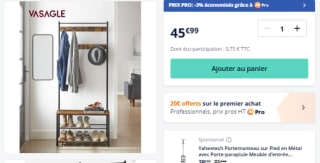 Porte-Manteau avec Étagère à Chaussures Vasagle HSR41BX à 45,99€