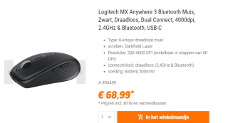 Logitech MX Anywhere 3 Zwart voor €68,99 bij NBB