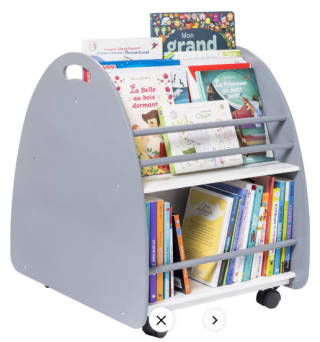 Bibliothèque à roulettes avec freins gris Oxybul idkids à 32,49€