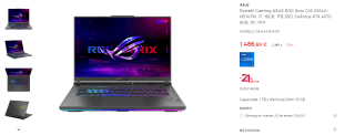 Portátil Gaming ASUS ROG Strix G16 G614JI-N3147W, i7-13650HX, 16GB, 1TB SSD, GeForce RTX 4070 8GB, 16", W11 por 1486,69€