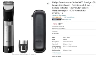 Philips Series 9000 baardtrimmer voor €85,65 bij Amazon.nl