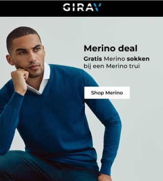 Gratis 2-pack Glasgow merino sokken bij aankoop merino trui of vest bij Girav