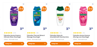 2 +3 gratis op Palmolive douche bij Trekpleister