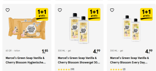 1+1 gratis op alle Marcel's Green Soap bij de Etos
