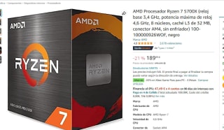 Procesador AMD Ryzen 7 5700X por 189.99€