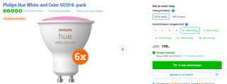 Philips Hue Spot - wit en gekleurd licht - 6 pack - GU10 voor €195 bij Coolblue
