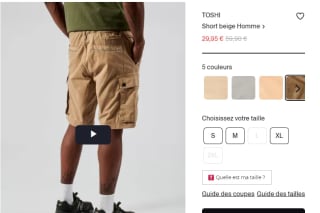 Short beige Toshi Camel pour homme à 29,95€