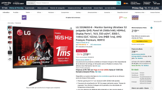 Monitor Gaming LG 32" por 219€